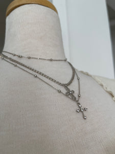 STACKED CROSS NECKLACE